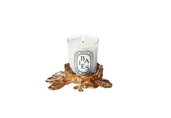 Petit bougeoir en bronze doré – pour bougies classiques